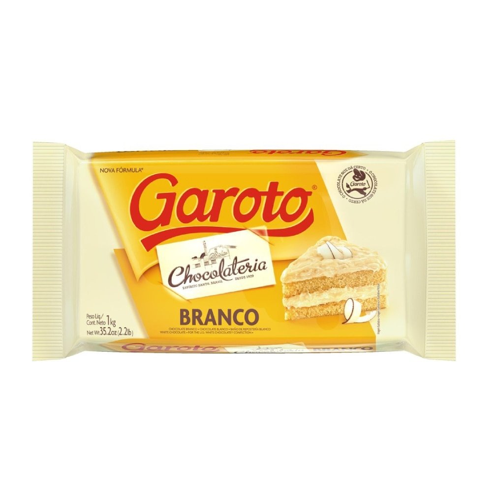 Chocolate para Cobertura Garoto Branco 1kg
