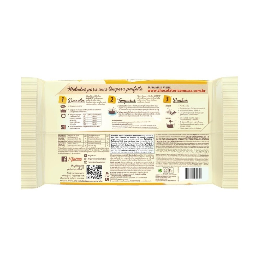 Chocolate para Cobertura Garoto Branco 1kg