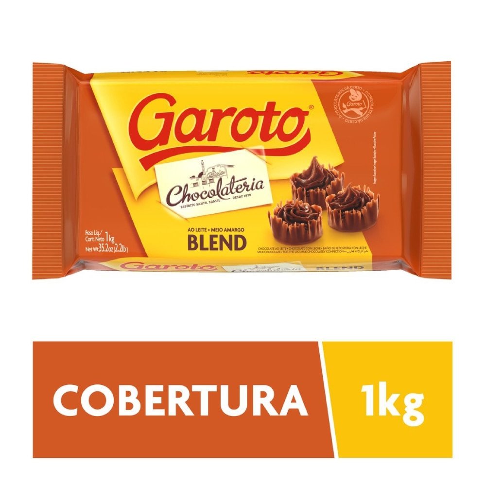 Barra De Chocolate Garoto Blend Ao Leite + Meio Amargo 1kg