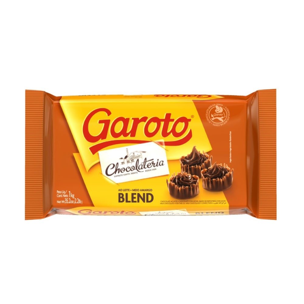 Barra De Chocolate Garoto Blend Ao Leite + Meio Amargo 1kg