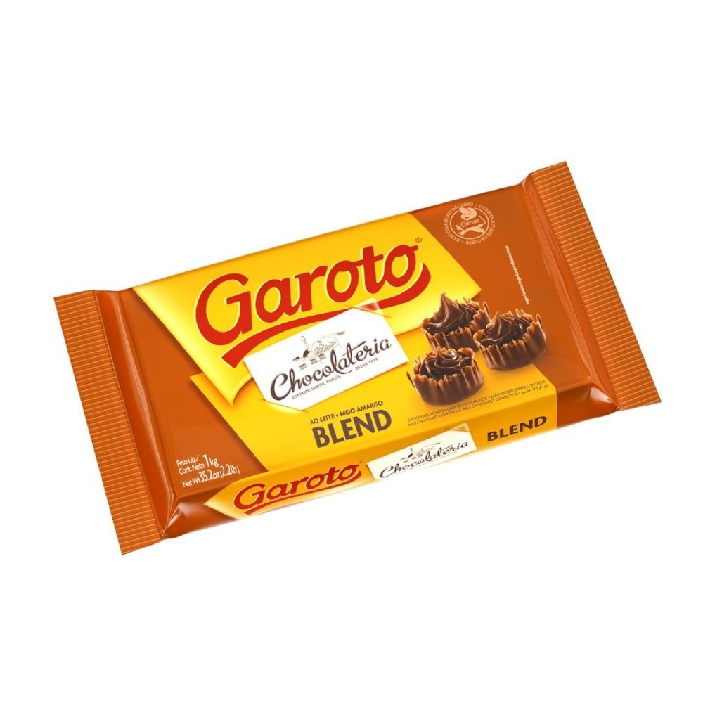 Barra De Chocolate Garoto Blend Ao Leite + Meio Amargo 1kg