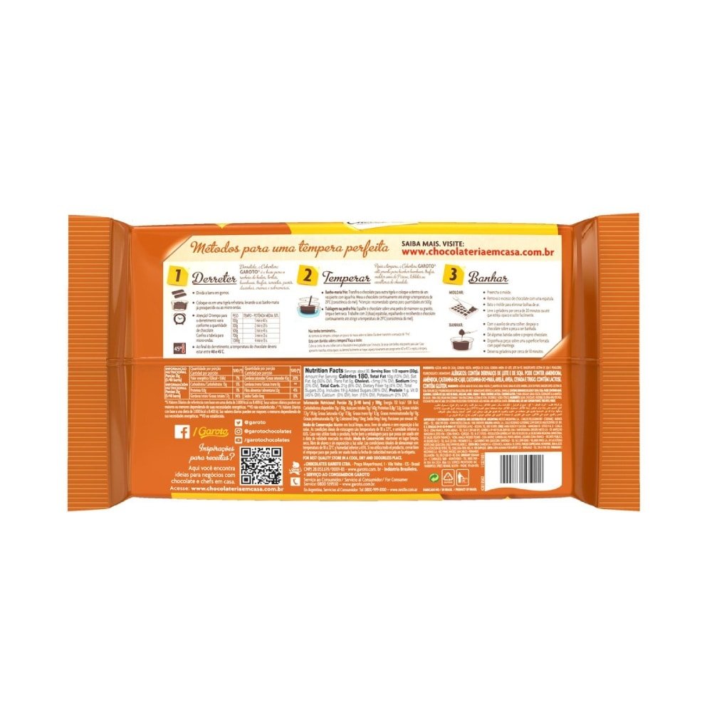 Barra De Chocolate Garoto Blend Ao Leite + Meio Amargo 1kg