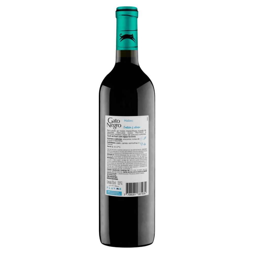 Vinho Argentino Gato Negro Malbec Tinto 750ml