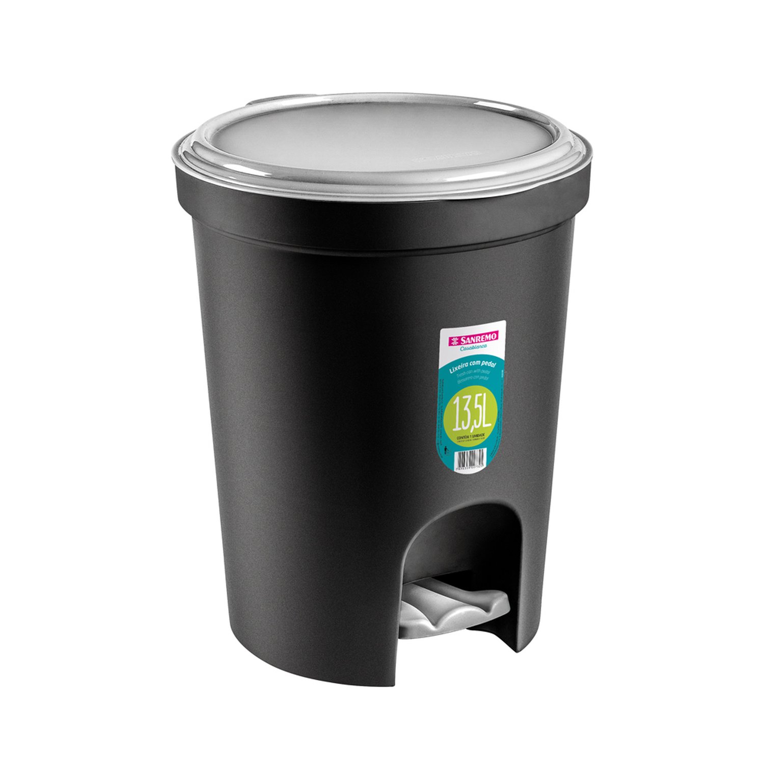 Lixeira Red Com Pedal Plastica Sanremo 13,5L Preta