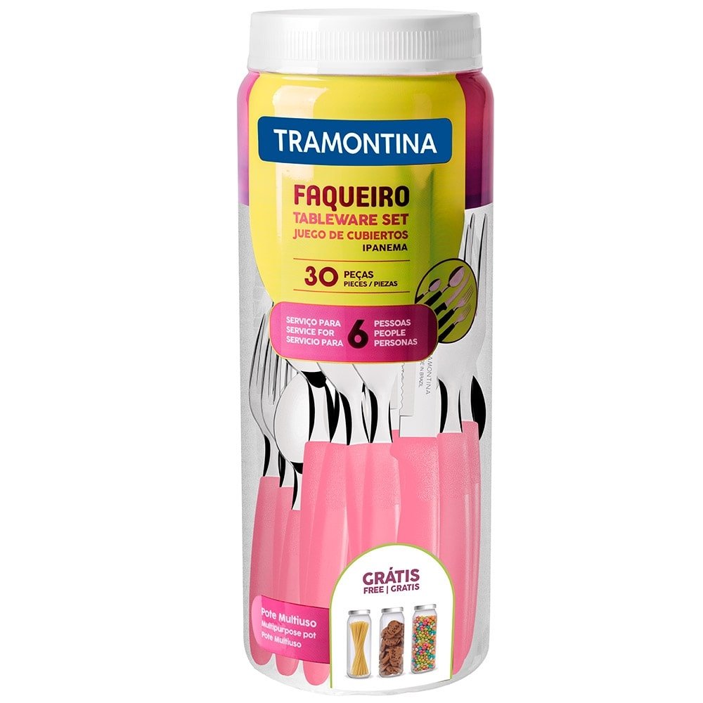 Faqueiro Tramontina Ipanema Rosa Pote com 30 Peças