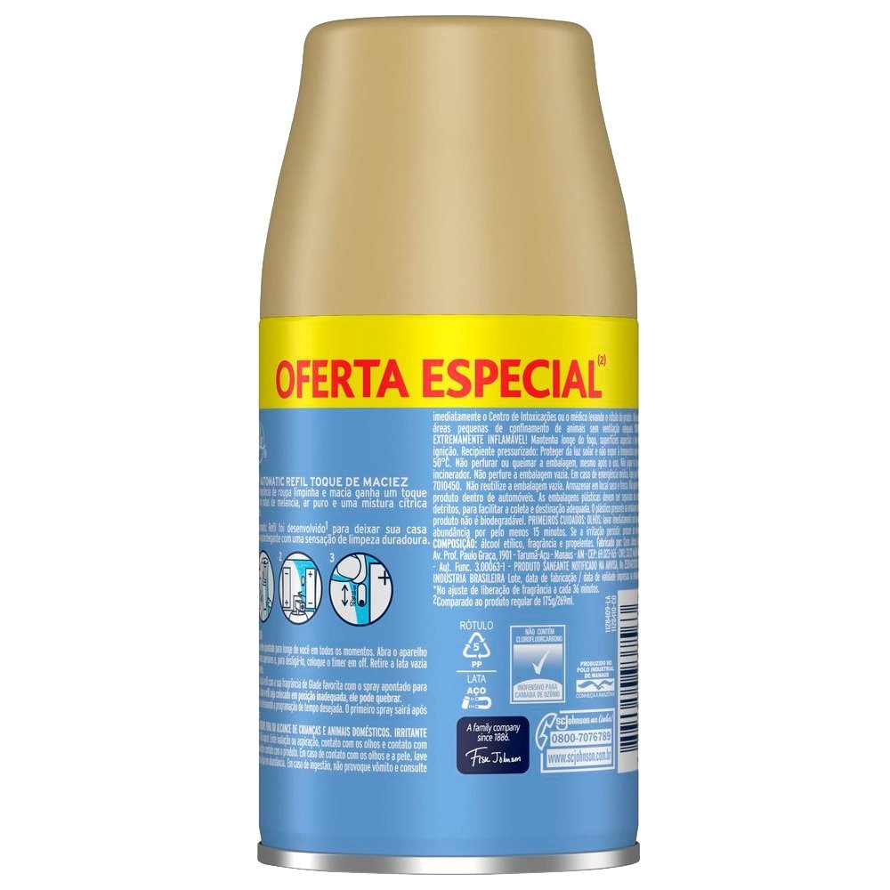 Desodorizador Glade Automatic Spray Toque de Maciez Refil 269ml Oferta Especial