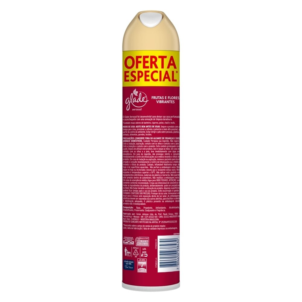 Desodorizador Glade Aerossol Frutas e Flores Vibrantes 360ml Oferta Especial