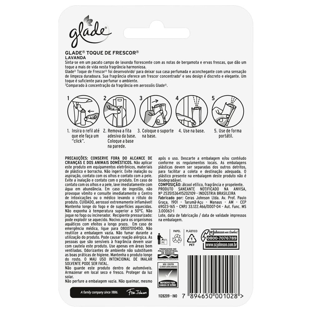 Purificador Glade Toque de Frescor Lavanda 12ml + Aparelho