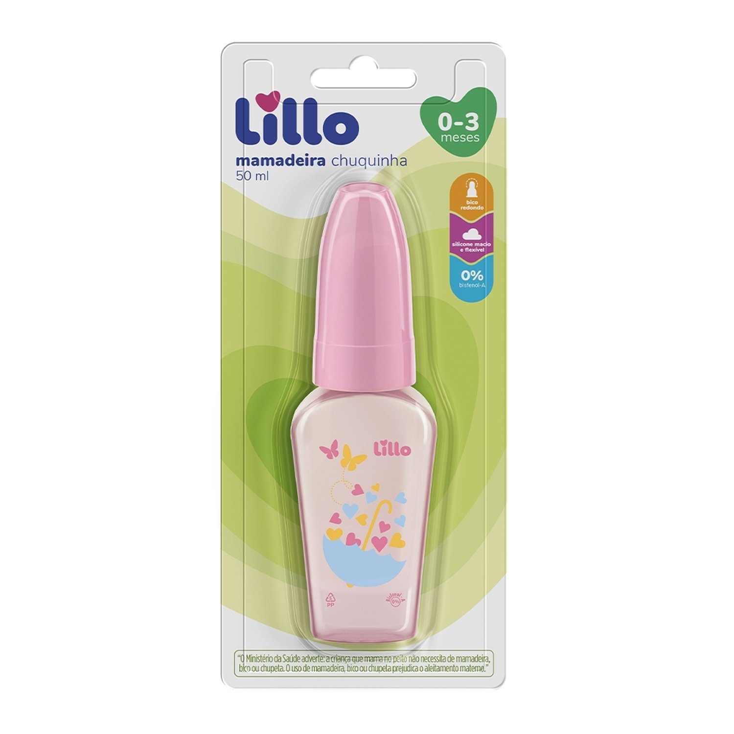 Mamadeira Lillo Miniform Primeiros Passos Silicone Rosa 50ml