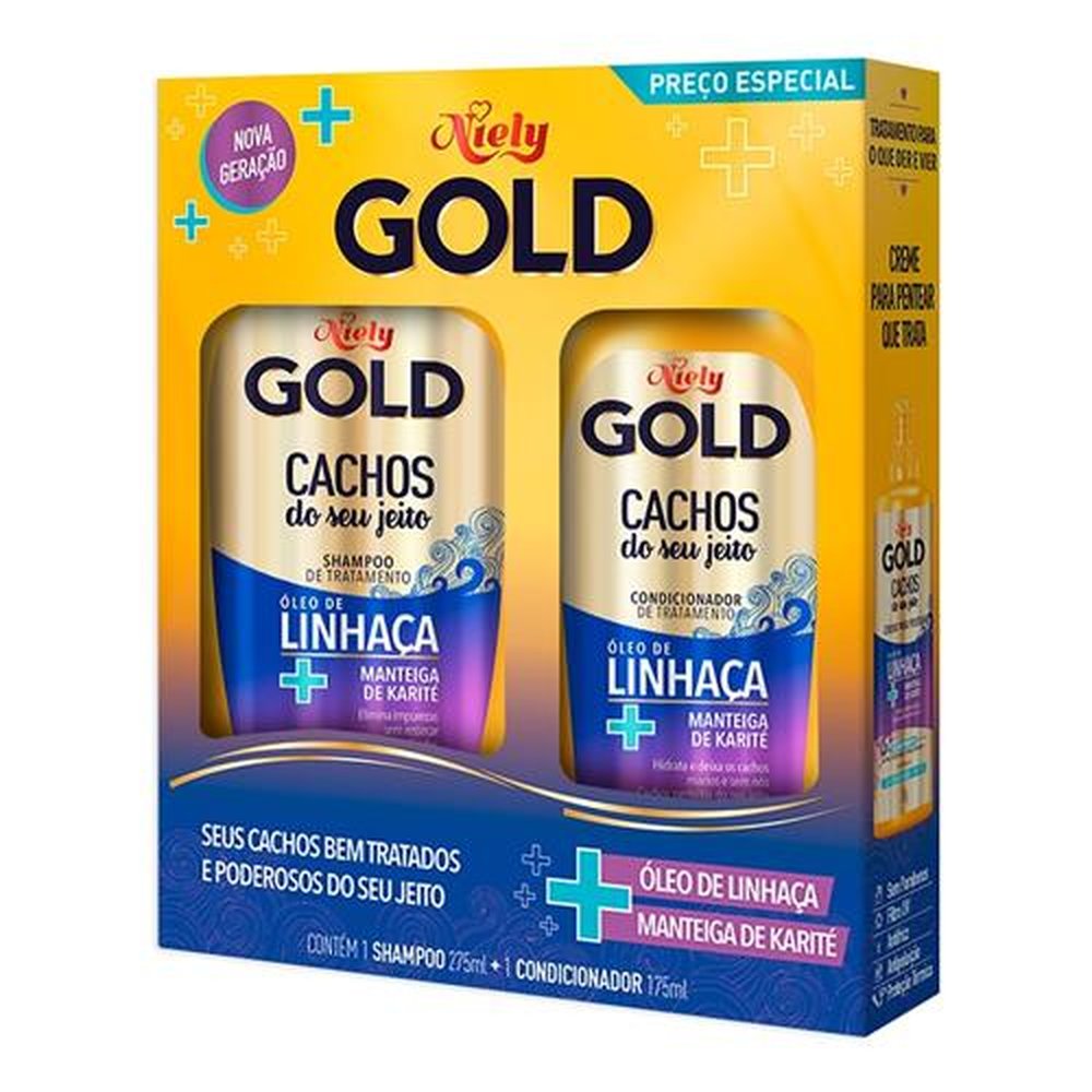 Shampoo Niely Gold 275ml + Condicionador Niely Gold Cachos Do Seu Jeito 175ml
