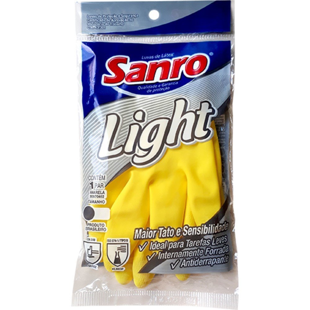 Luva Amarela Multiuso Light Tamanho G Sanro