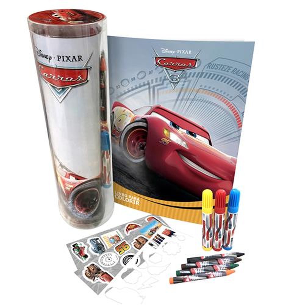 Livro Disney Tubo Historias Para Colorir - Carros 3