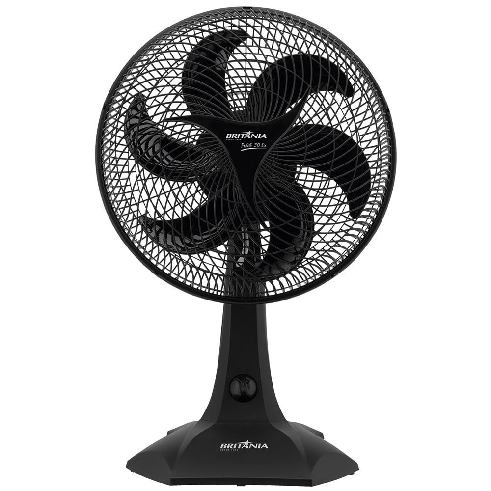 Ventilador de Mesa Britânia 30cm Protect 30, 3 Velocidades, 6 Pás, Preto, 110V