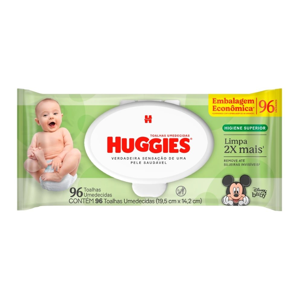 Toalhas Umedecidas Huggies Max Clean - Pacote com 96 Toalhas