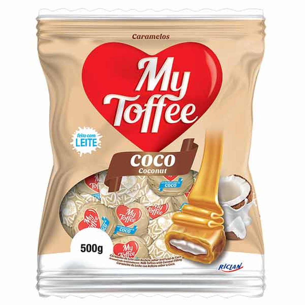 Bala My Toffee 500g Leite com Recheio de Coco