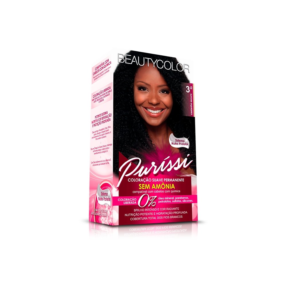 Tintura Beauty Color Purissi Sem Amonia Castanho Escuro 3.0