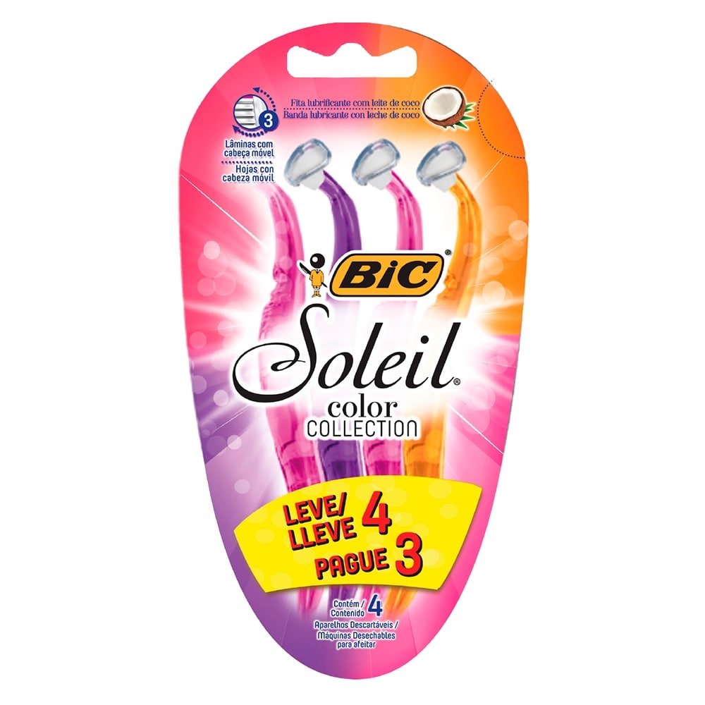Aparelho Bic Soliel Feminino Embalagem com 4 Unidades