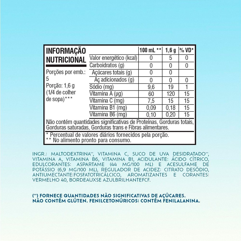 Refresco em Pó Clight sem Açúcar de Uva 8g - Display com 15 Unidades