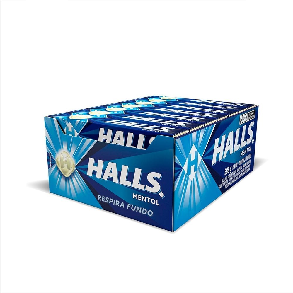 Bala Halls Mentol 28g - Display com 21 Unidades