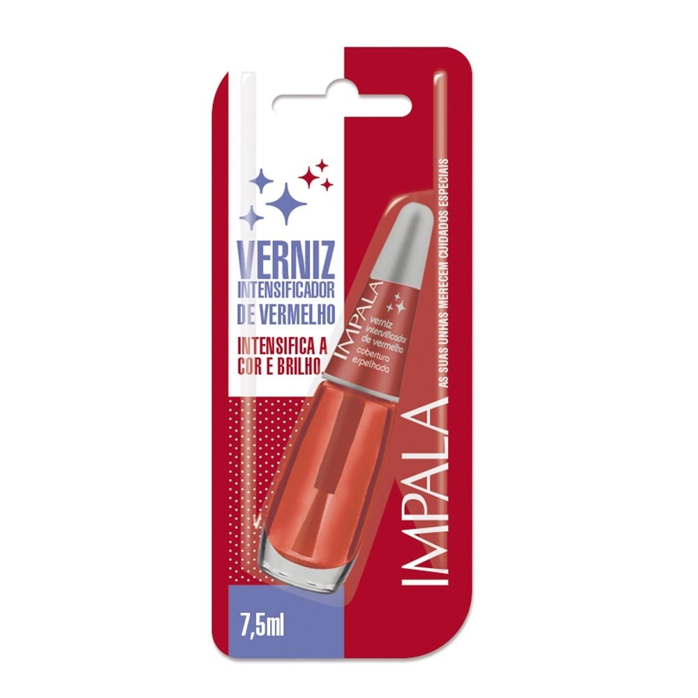 Esmalte Impala Verniz Intensificador de Vermelho Cobertura Espelhada 7,5ml