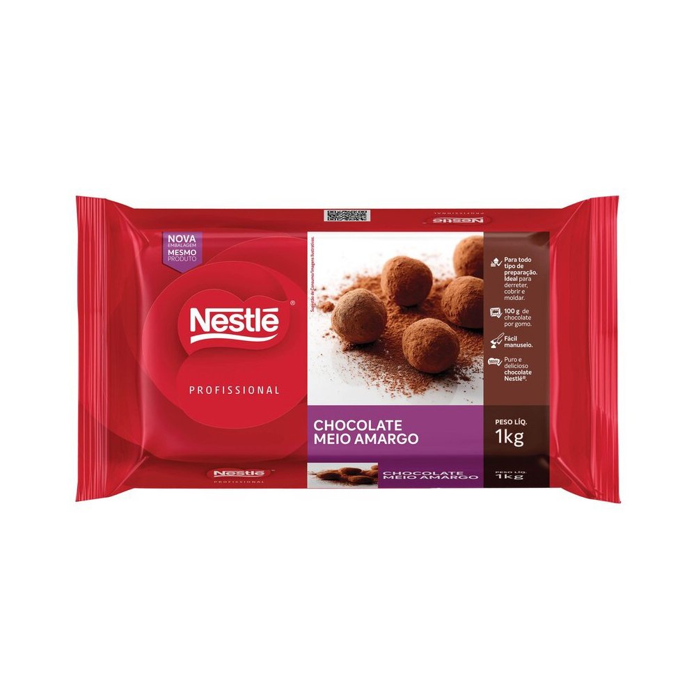 CHOCOLATE NESTLE COBERTURA MEIO AMARGO BARRA 1KG