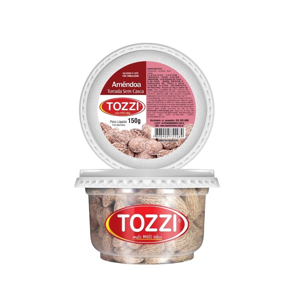 Amendoa Sem Casca Torrada, Pet 150 G Tozzi Caixa 12x1