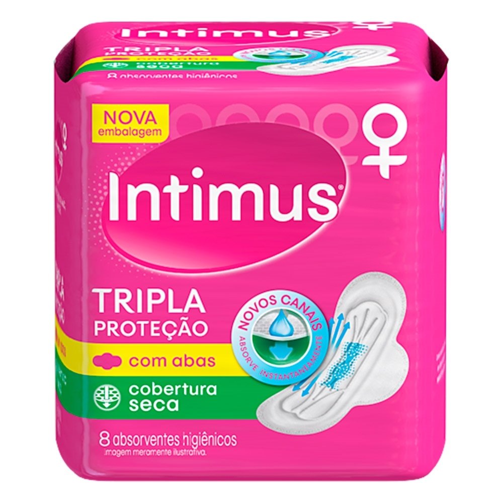 Absorvente Intimus Tripla Proteção Cob Seca c Abas 8U