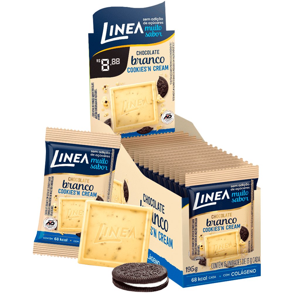 Chocolate Linea Branco Cookies In Cream 13g Com 15 Unidades