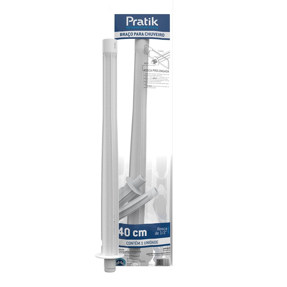Braço para Chuveiro Pratik 40cm Branco 3008-E40PK