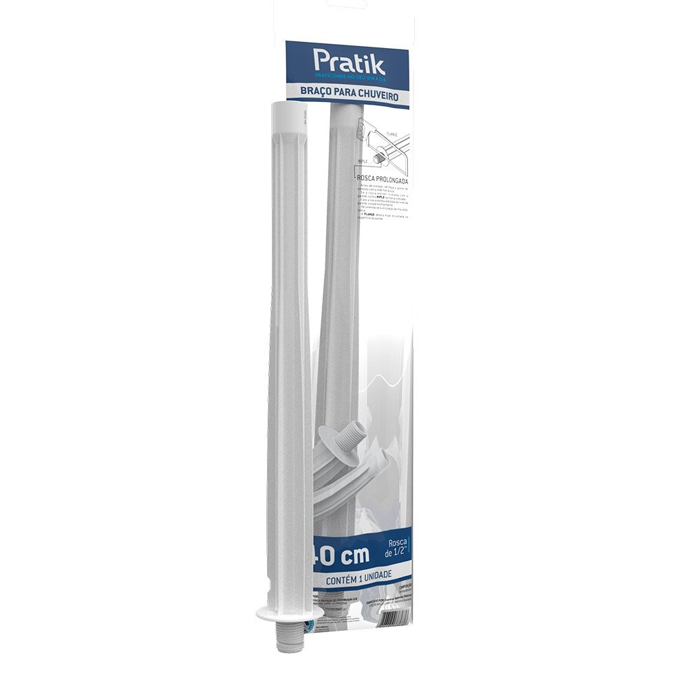 Braço para Chuveiro Pratik 40cm Branco 3008-E40PK