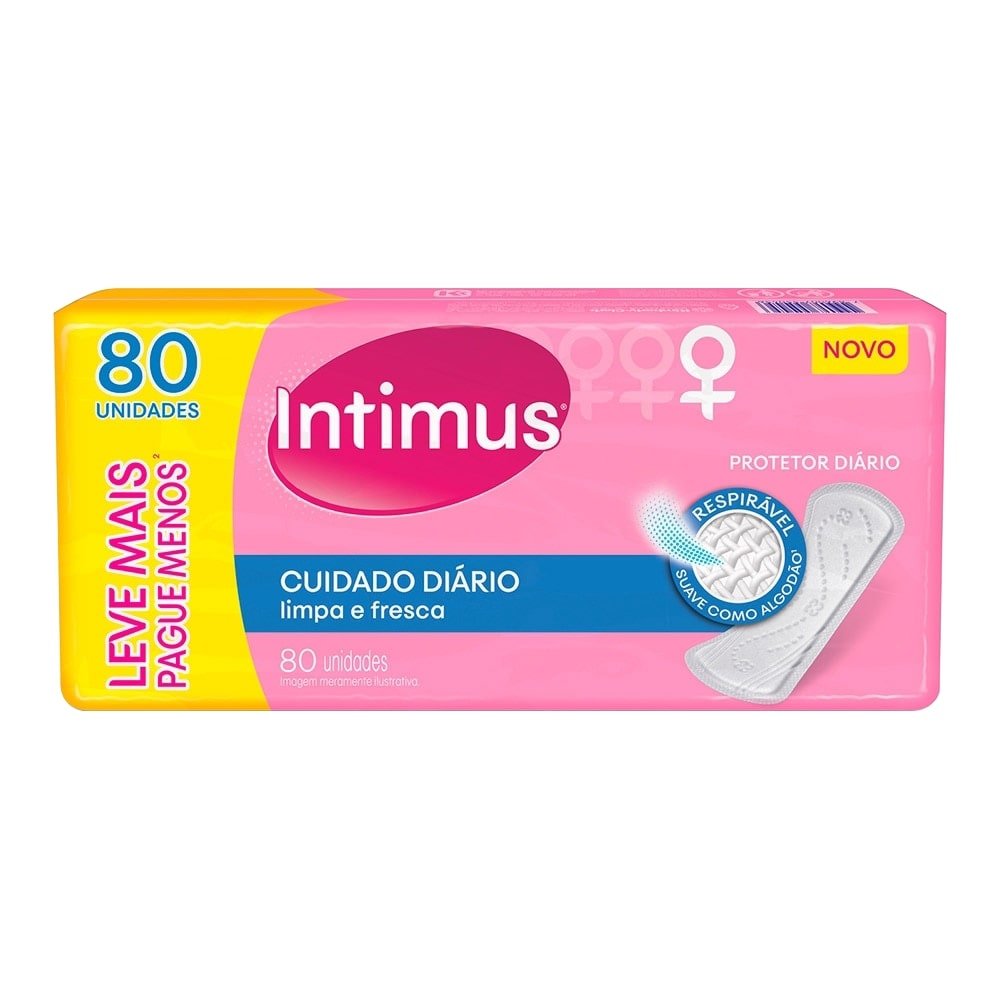Absorvente Intimus Protetor Diário sem Perfume sem Abas Embalagem com 80 Unidades