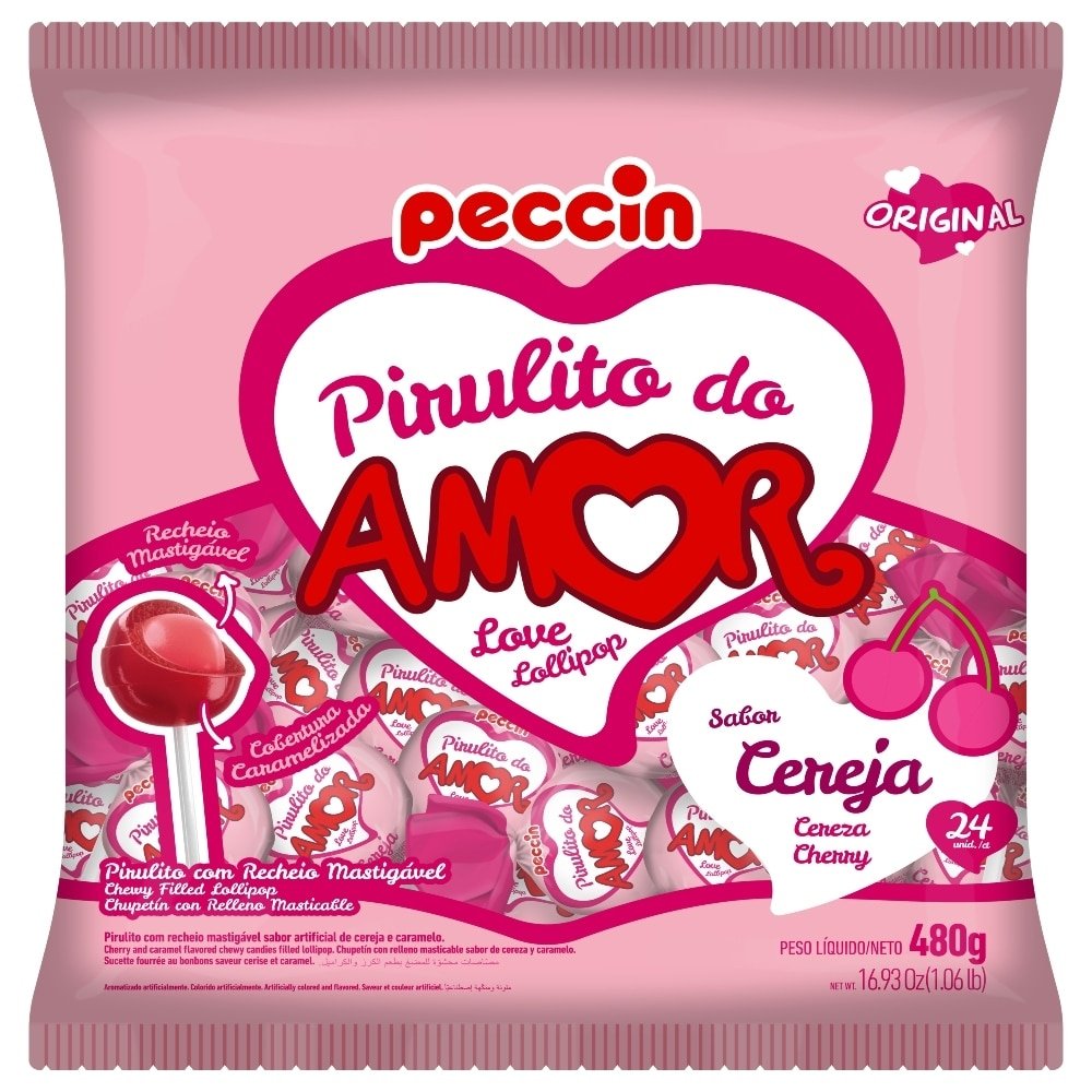 Pirulito Peccin Cereja do Amor 480g