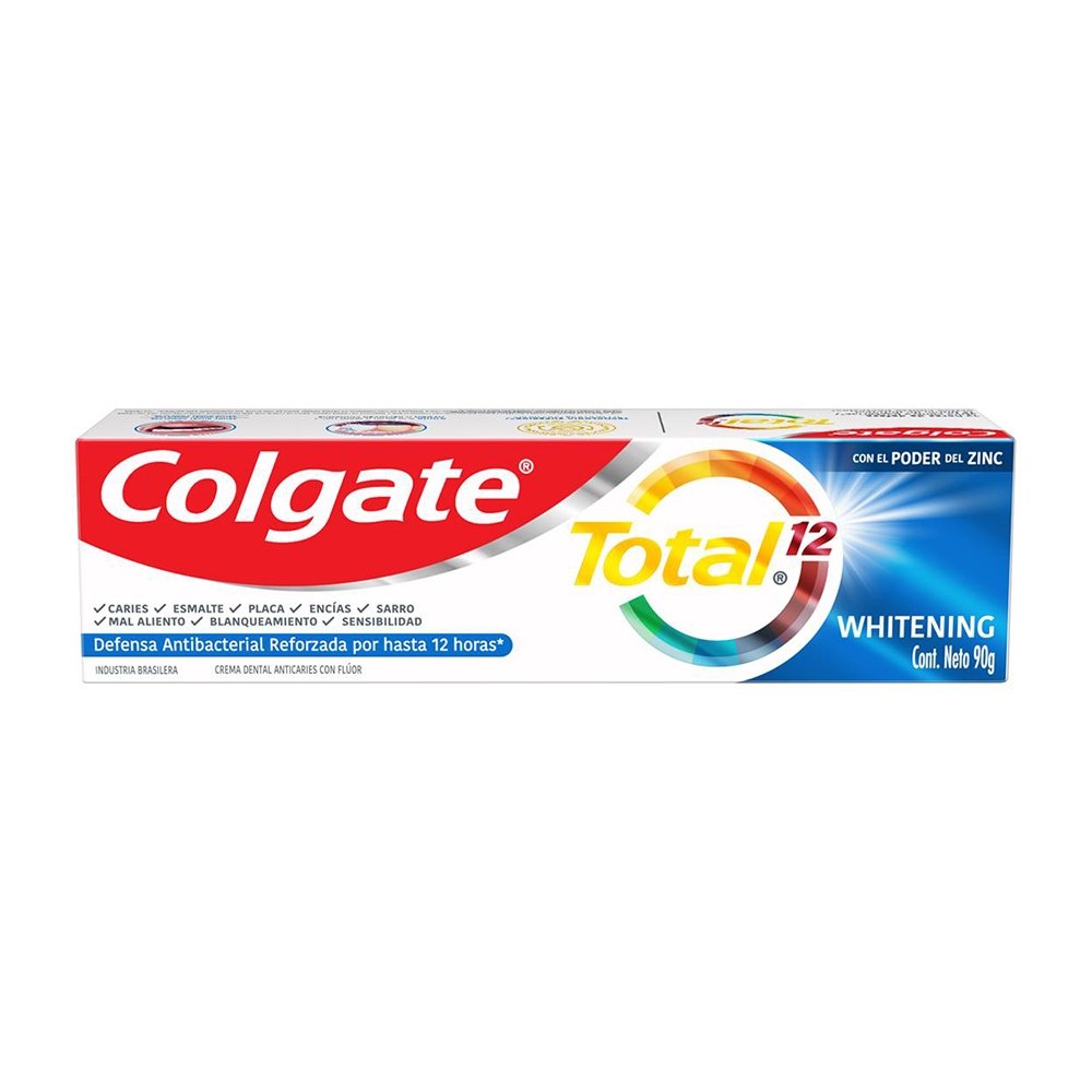 Creme Dental Colgate Total Whitening, Anticárie com Flúor Ajuda a Remover Manchas 90g