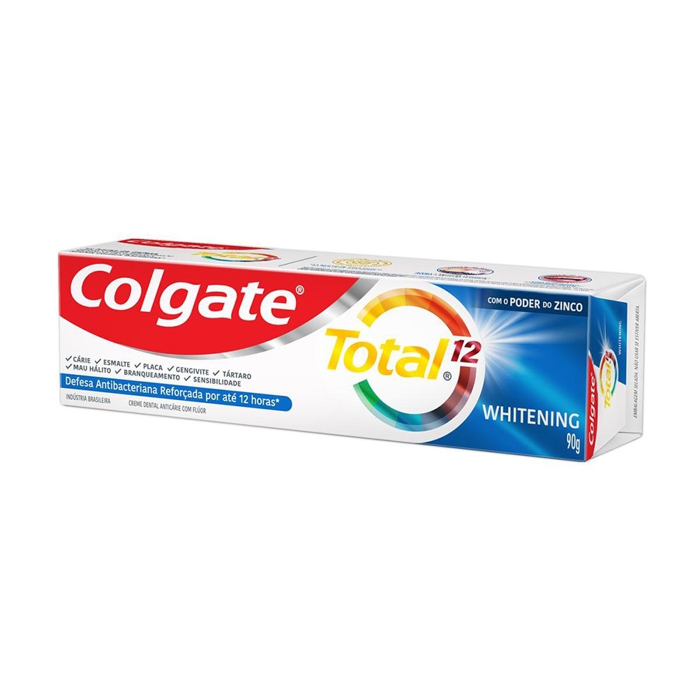 Creme Dental Colgate Total Whitening, Anticárie com Flúor Ajuda a Remover Manchas 90g