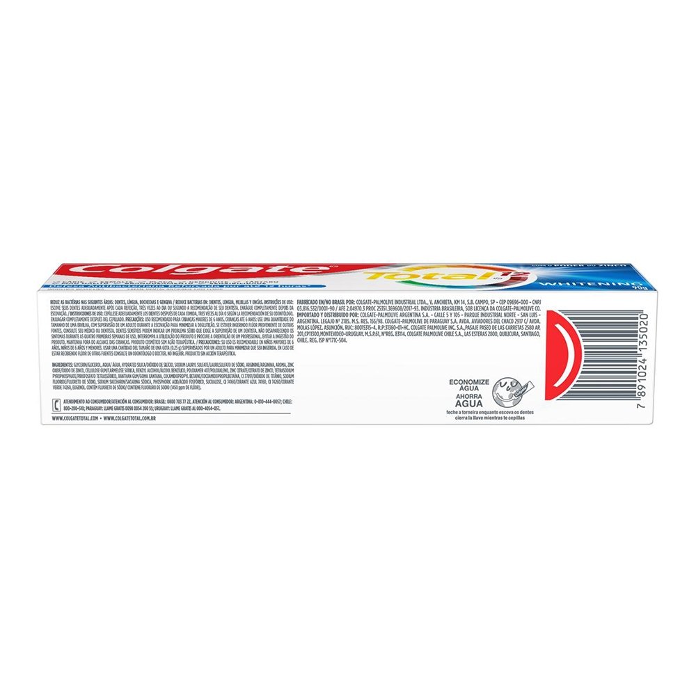 Creme Dental Colgate Total Whitening, Anticárie com Flúor Ajuda a Remover Manchas 90g