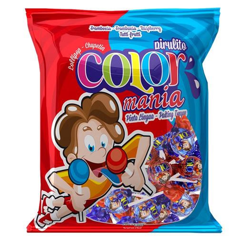 Pirulito ColorMania Pinta Língua 500g (caixa com 18 pacotes)
