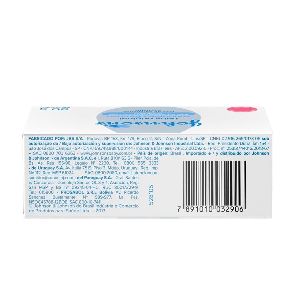 Sabonete Johnson Baby Branco 80g - Embalagem com 6 Unidades