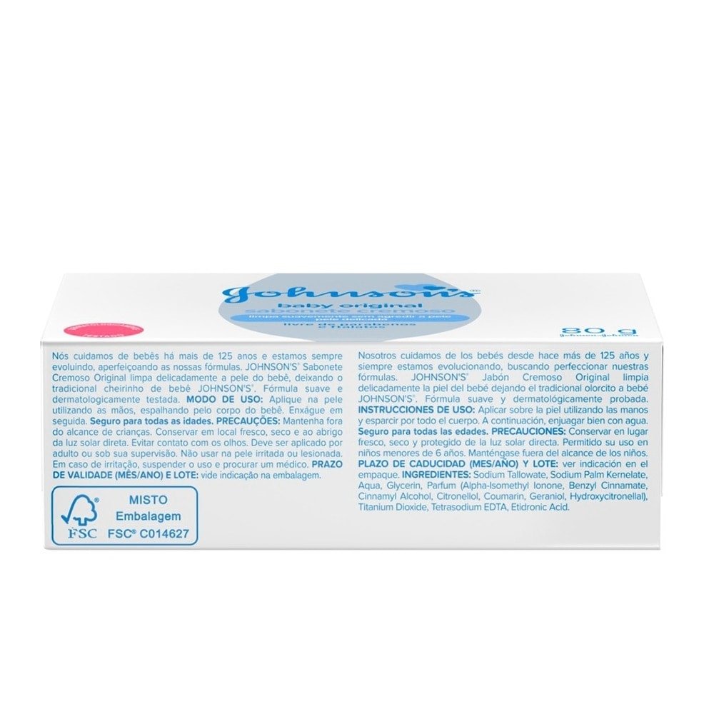 Sabonete Johnson Baby Branco 80g - Embalagem com 6 Unidades