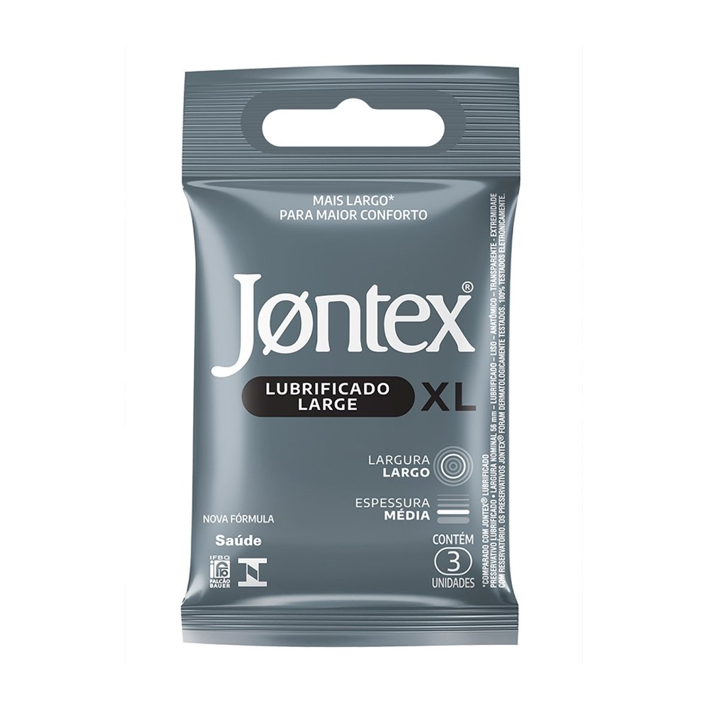 Preservativo Jontex Lubrificado XL - Embalagem Com 3 Unidades