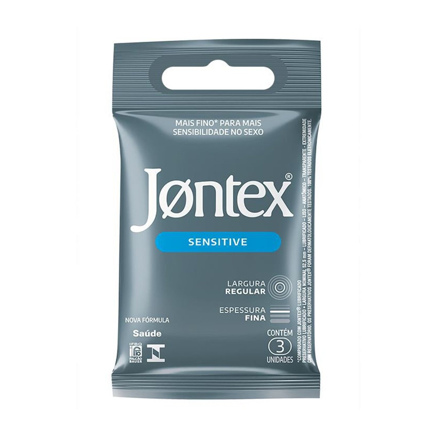 Preservativo Jontex Lubrificado Sensitive - Embalagem com 3 Unidades