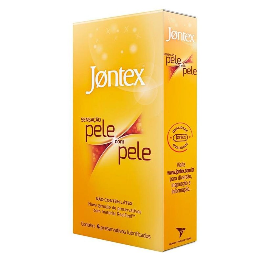Preservativo Jontex Lubrificado Sensação Pele com Pele Embalagem com 4 Unidades