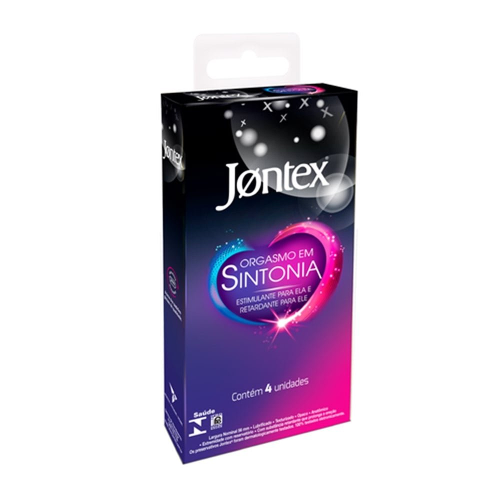 Preservativo Jontex Orgasmo em Sintonia - Embalagem com 4 Unidades