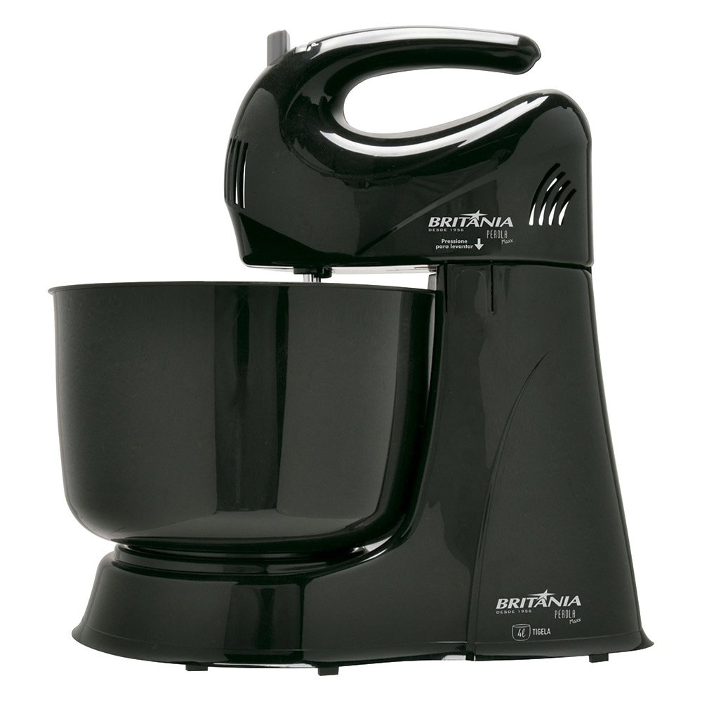 Batedeira Britânia Pérola Maxx | 4 Velocidades + Pulsar, 1 Tigela, 400W, Preto,110V