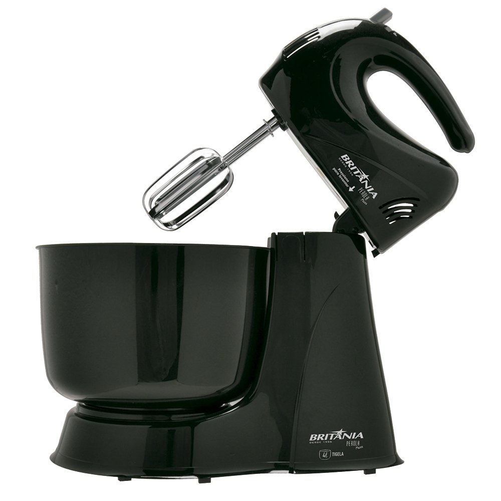 Batedeira Britânia Pérola Maxx | 4 Velocidades + Pulsar, 1 Tigela, 400W, Preto,110V