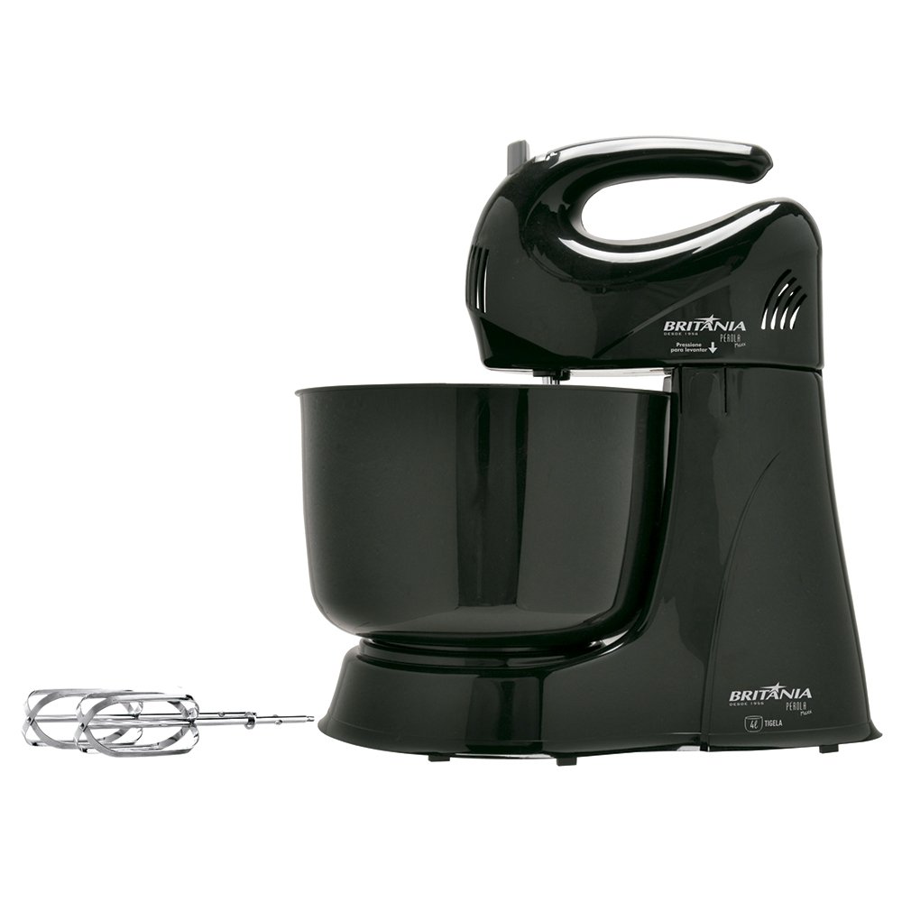 Batedeira Britânia Pérola Maxx | 4 Velocidades + Pulsar, 1 Tigela, 400W, Preto,110V