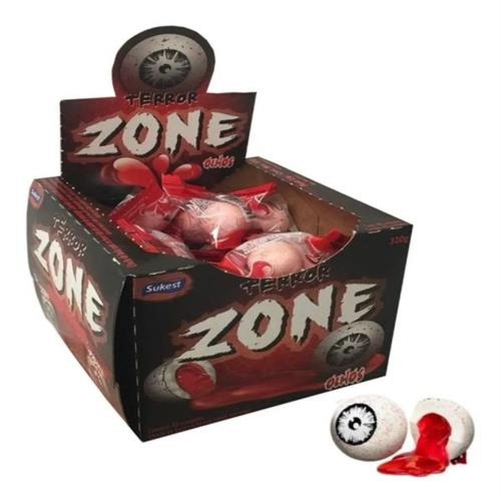 Chiclete Terror Zone Olhos 40 unidades - Caixa contém 20 caxinhas .