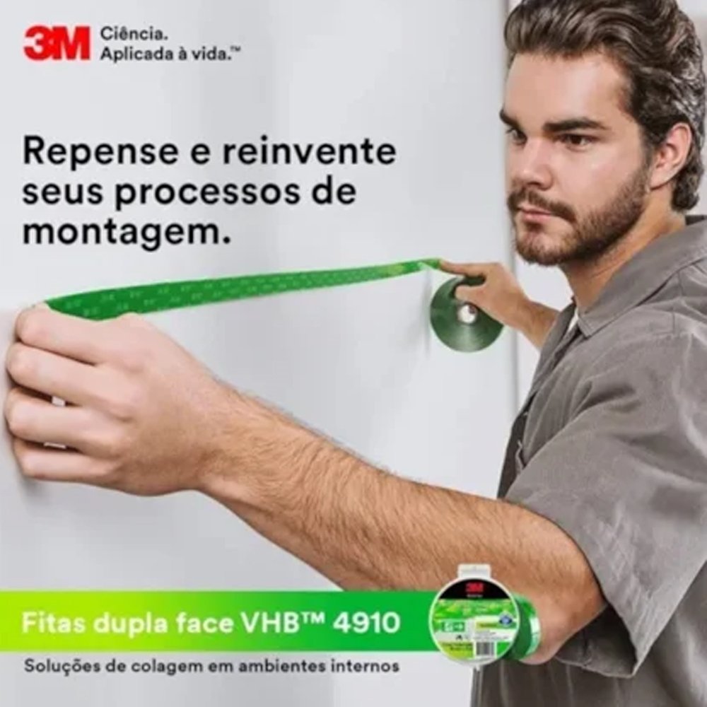 Fita Dupla Face 3m Fixa Forte VHB 4910 Transparente 12mmx5m SM