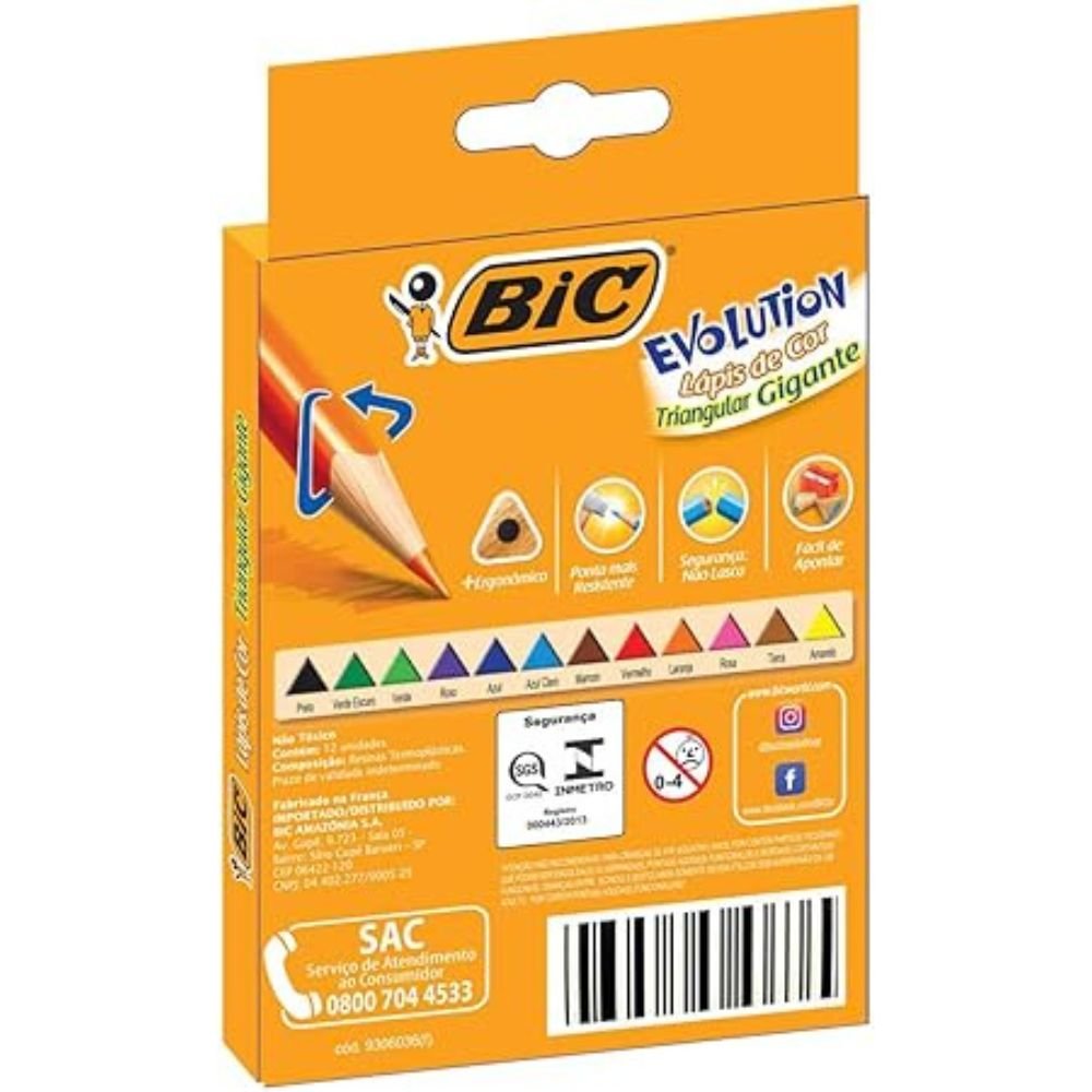 Lapis de Cor Bic Evolution Big Triangular Com 12 Cores