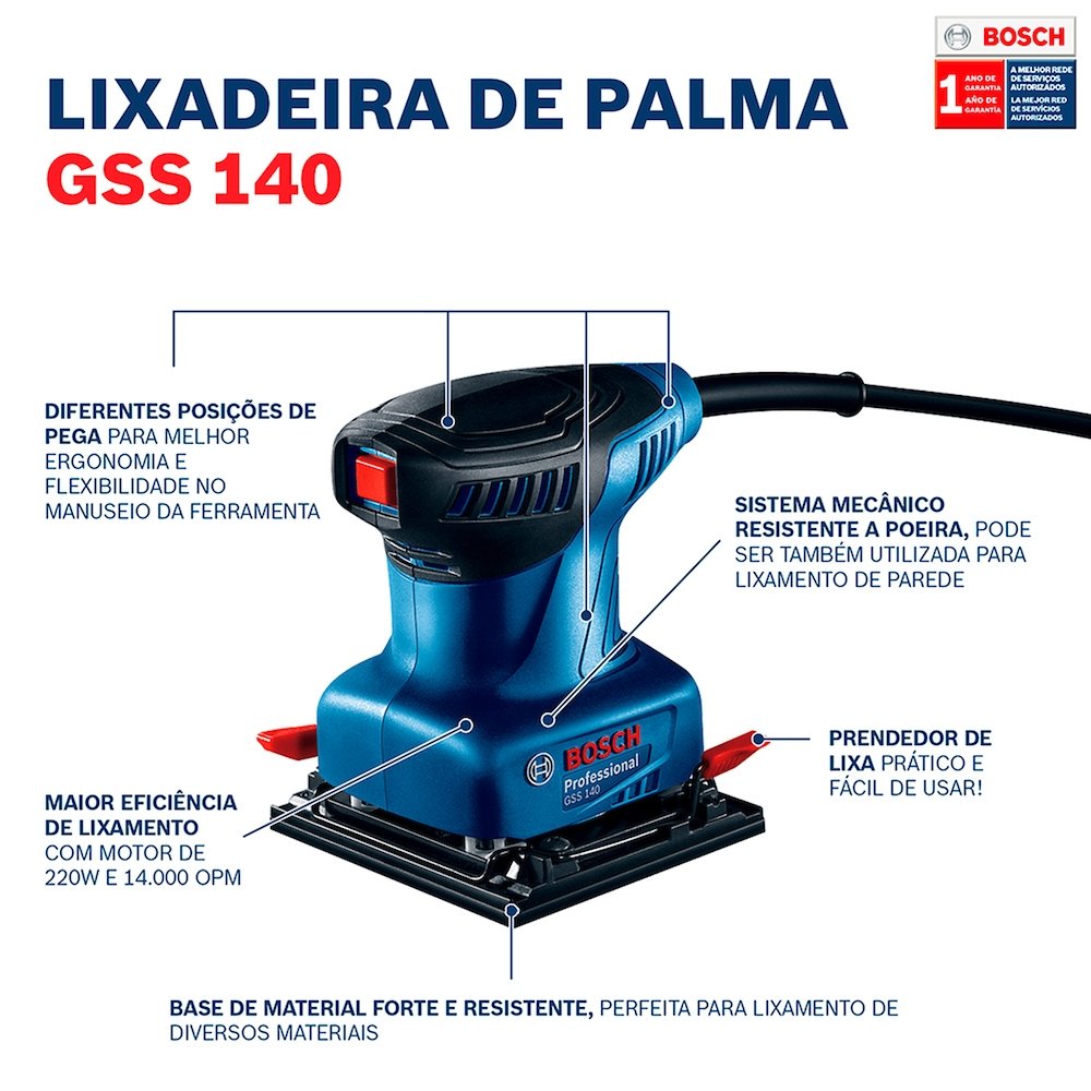 Lixadeira Orbital Bosch GSS140 220W 110V