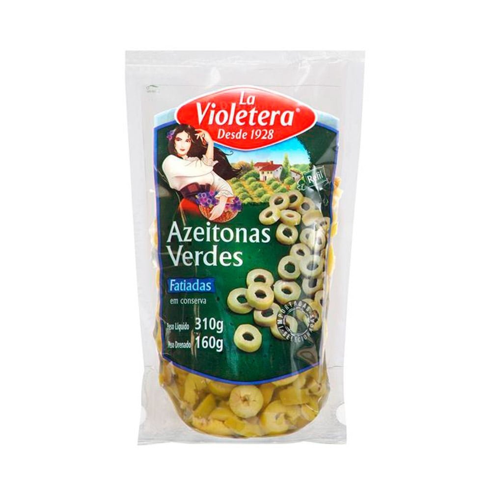 Azeitona La Violetera Verde Fatiada Sachê 160g